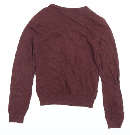 BASIC Womens Brown XS Button Up Cotton Long Sleeve Cardigan