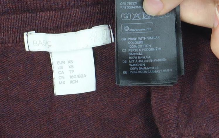 BASIC Womens Brown XS Button Up Cotton Long Sleeve Cardigan