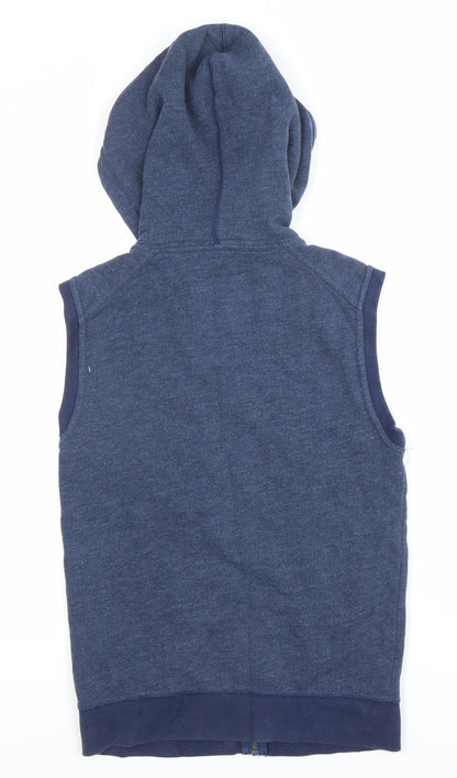 Aéropostale Mens Blue Sleeveless Hoodie Vest XS Full Zip Hooded