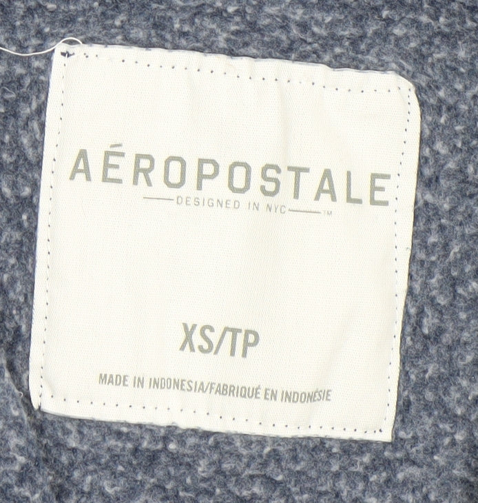 Aéropostale Mens Blue Sleeveless Hoodie Vest XS Full Zip Hooded