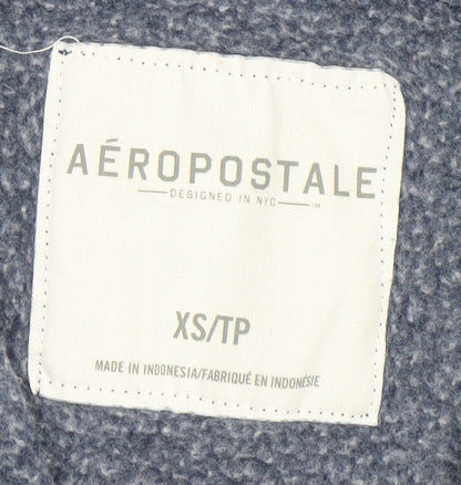 Aéropostale Mens Blue Sleeveless Hoodie Vest XS Full Zip Hooded
