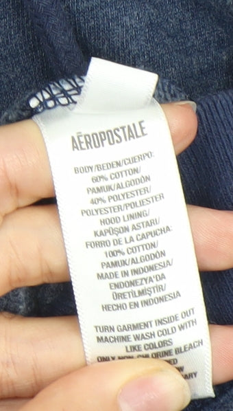 Aéropostale Mens Blue Sleeveless Hoodie Vest XS Full Zip Hooded