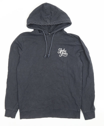 Mens UK Size M JACK & JONES Black Pullover Hoodie