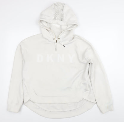 DKNY Women’s White Pullover Hoodie Size S Logo Sportswear
