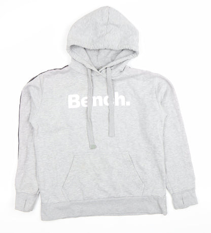 Bench Womens Grey Pullover Hoodie Size 14 Logo Print Casual