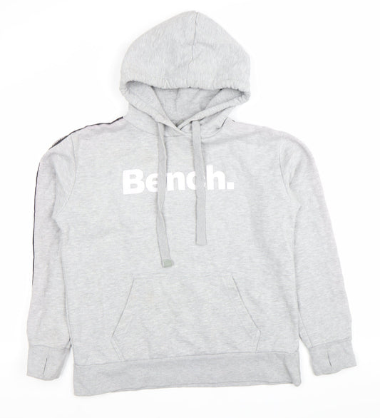 Bench Womens Grey Pullover Hoodie Size 14 Logo Print Casual
