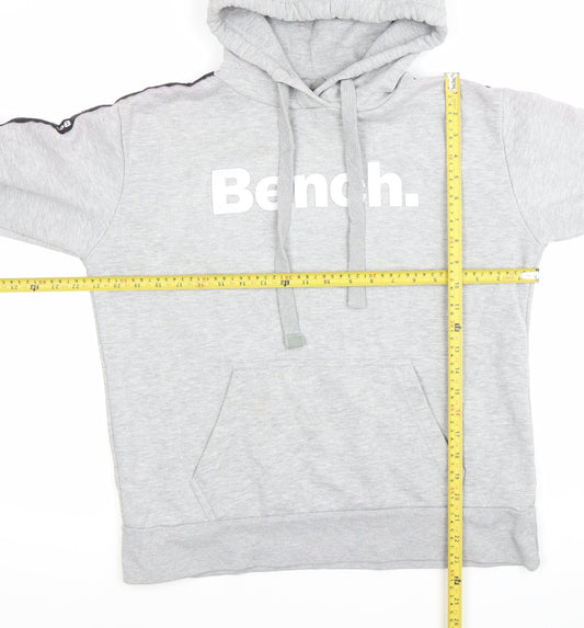 Bench Womens Grey Pullover Hoodie Size 14 Logo Print Casual