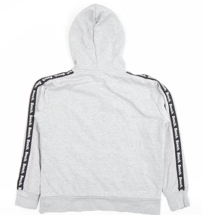 Bench Womens Grey Pullover Hoodie Size 14 Logo Print Casual