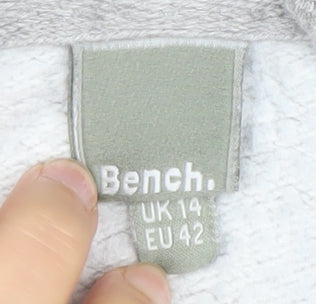 Bench Womens Grey Pullover Hoodie Size 14 Logo Print Casual
