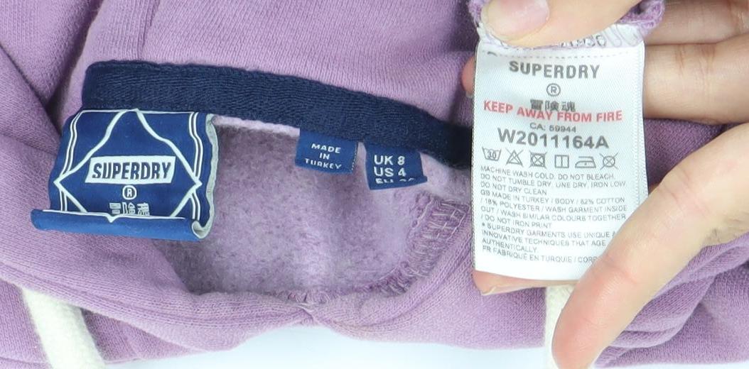 Womens UK Size 8 Superdry Purple Pullover Hoodie