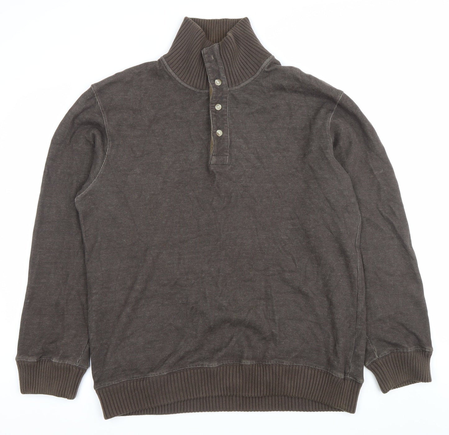 Mens UK Size M Marks and Spencer Brown Henley Sweatshirt