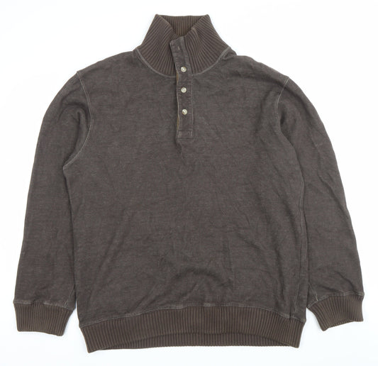 Mens UK Size M Marks and Spencer Brown Henley Sweatshirt