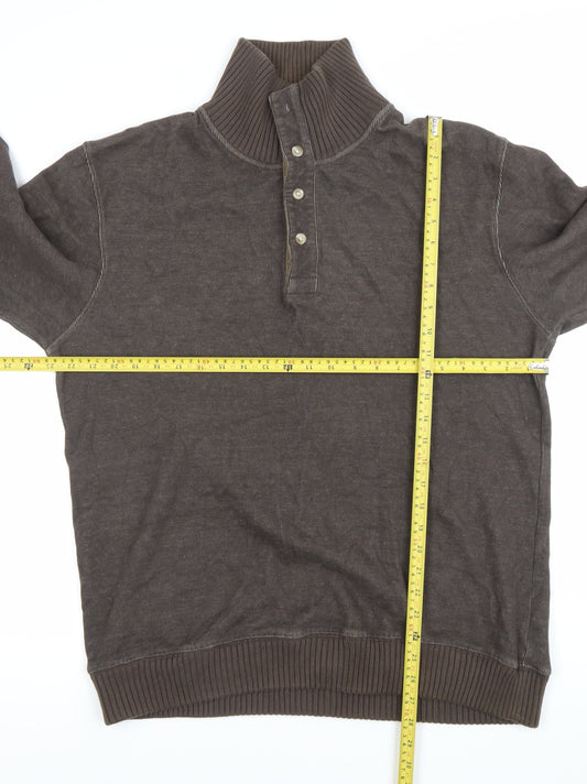 Mens UK Size M Marks and Spencer Brown Henley Sweatshirt