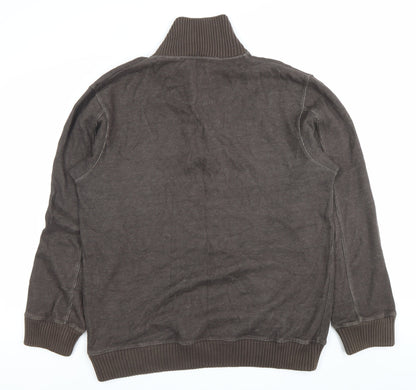 Mens UK Size M Marks and Spencer Brown Henley Sweatshirt