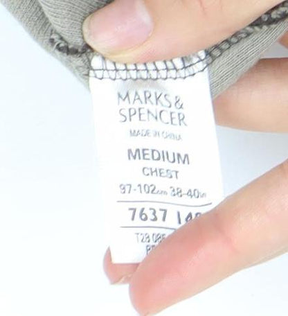 Mens UK Size M Marks and Spencer Brown Henley Sweatshirt