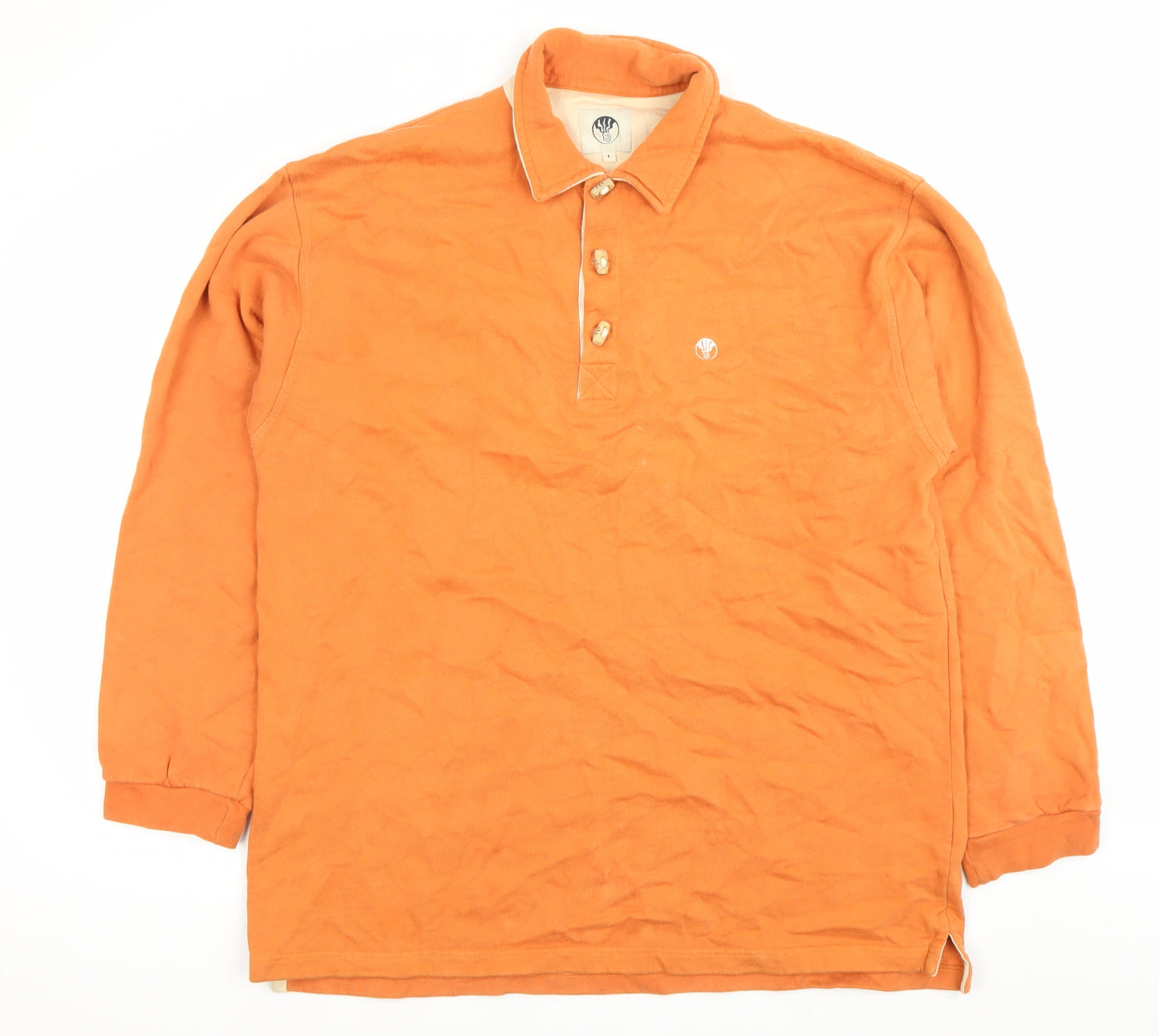 Mens UK Size L Fat Face Orange Henley Sweatshirt