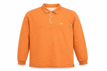 FatFace Men’s Orange Cotton Collared Henley Sweatshirt Size L