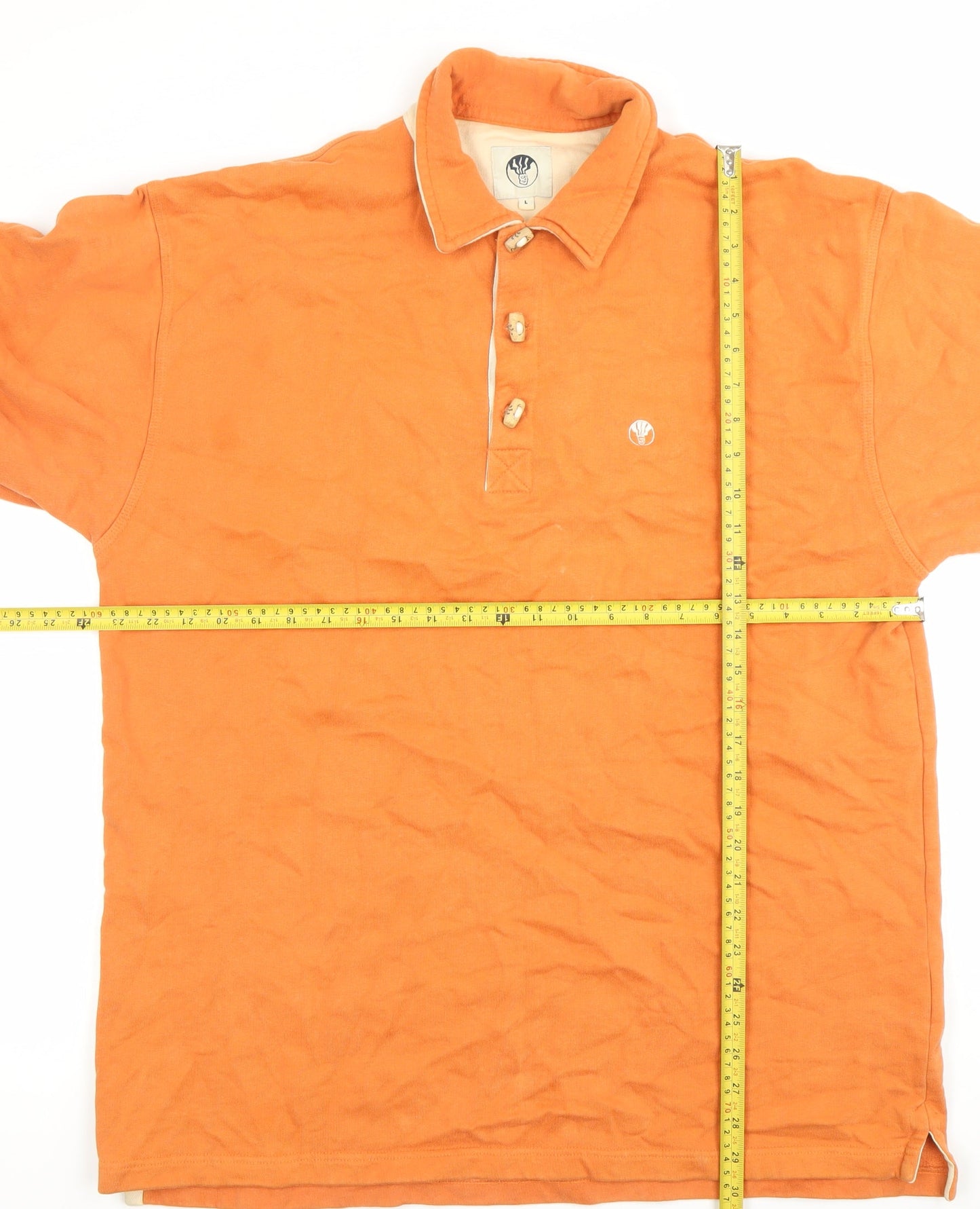 Mens UK Size L Fat Face Orange Henley Sweatshirt