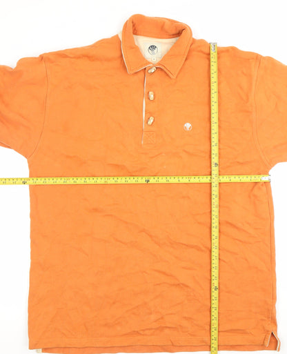 Mens UK Size L Fat Face Orange Henley Sweatshirt