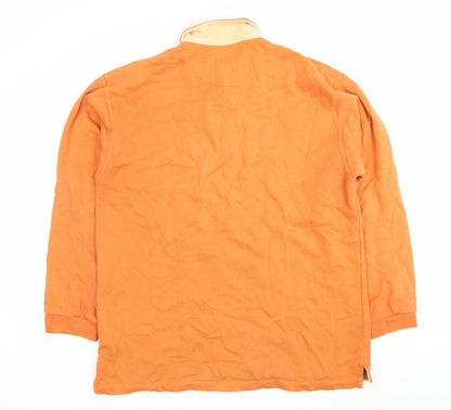 Mens UK Size L Fat Face Orange Henley Sweatshirt