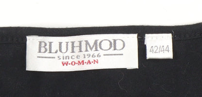 Bluhmod Women Black Lace Short Sleeve Scoop Neck Blouse Size 14