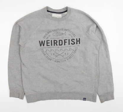 Weird Fish Mens Grey Medium Graphic Logo Pullover Sweatshirt