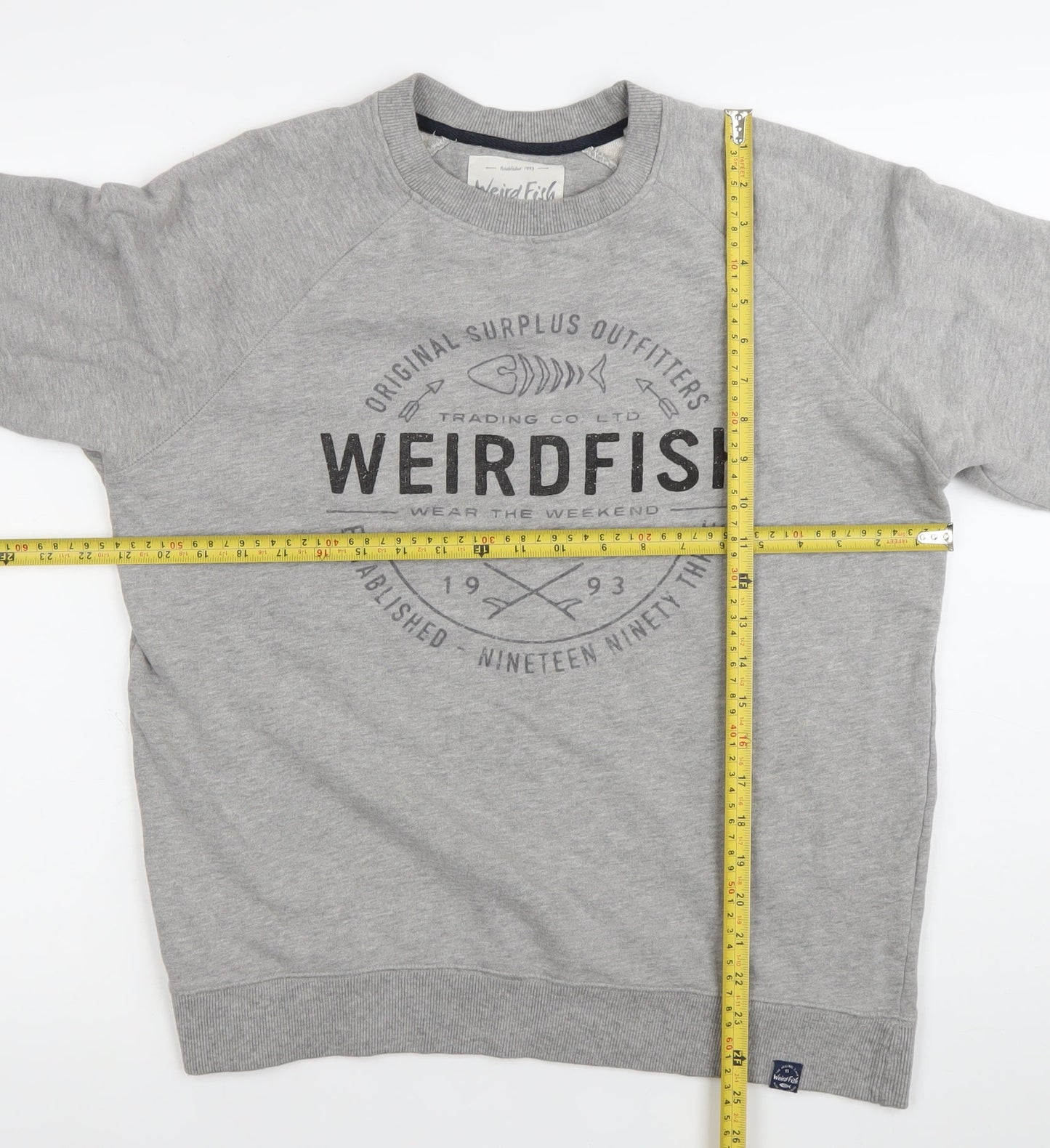 Weird Fish Mens Grey Medium Graphic Logo Pullover Sweatshirt
