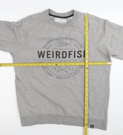 Weird Fish Mens Grey Medium Graphic Logo Pullover Sweatshirt