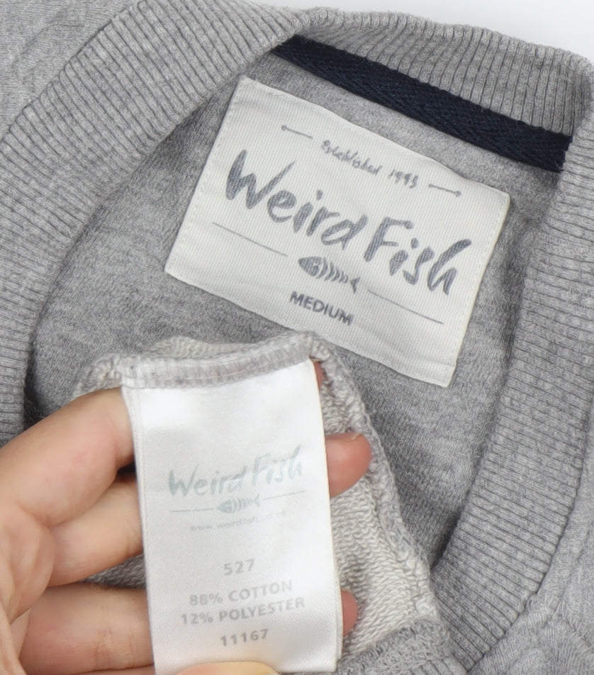 Weird Fish Mens Grey Medium Graphic Logo Pullover Sweatshirt