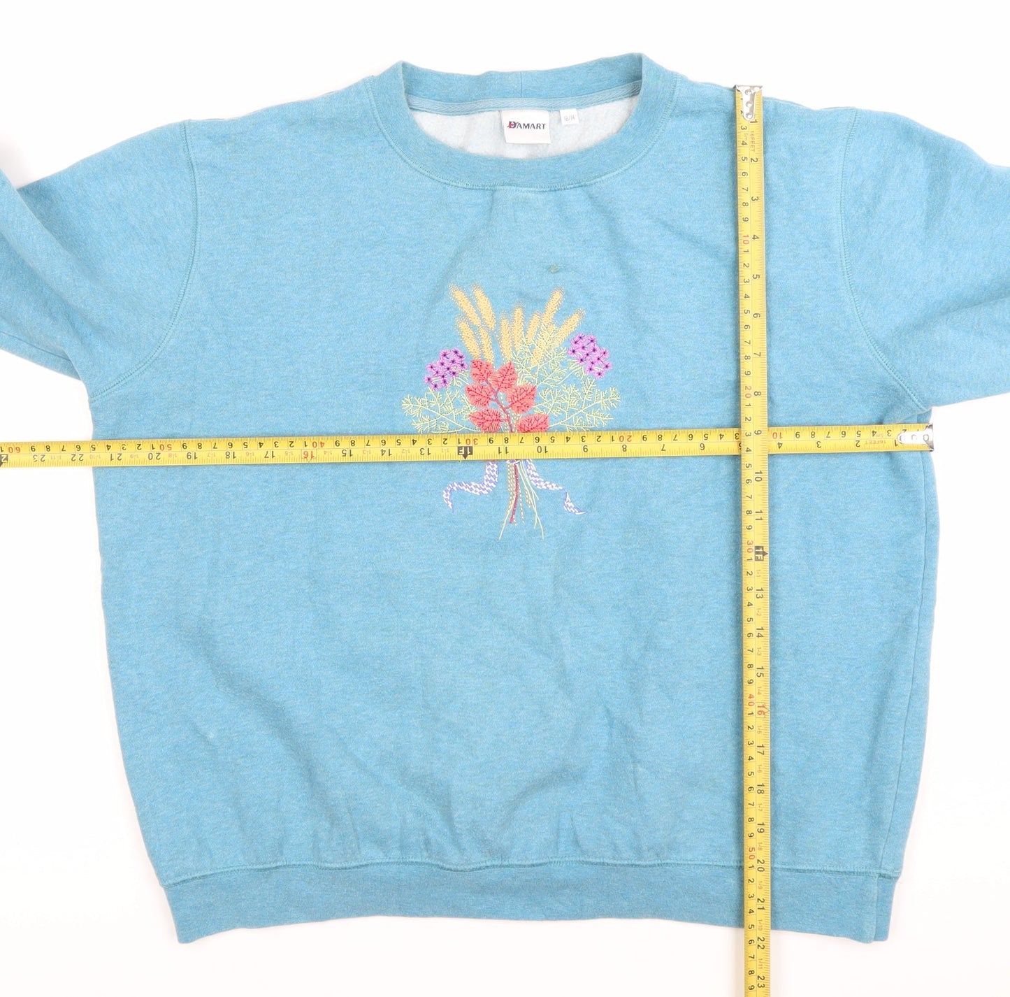 Damart Women’s Blue Embroidered Pullover Sweatshirt Size 12/14