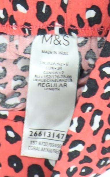 Womens UK Size 6 Marks and Spencer Regular Fit Wide-Leg Red Trousers