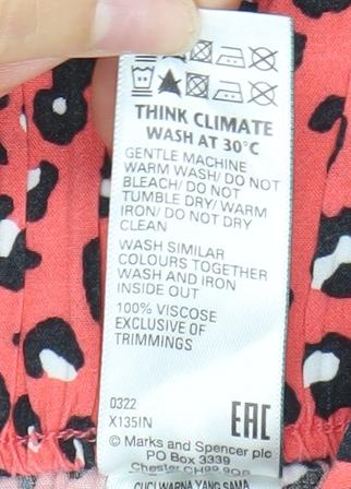 Womens UK Size 6 Marks and Spencer Regular Fit Wide-Leg Red Trousers