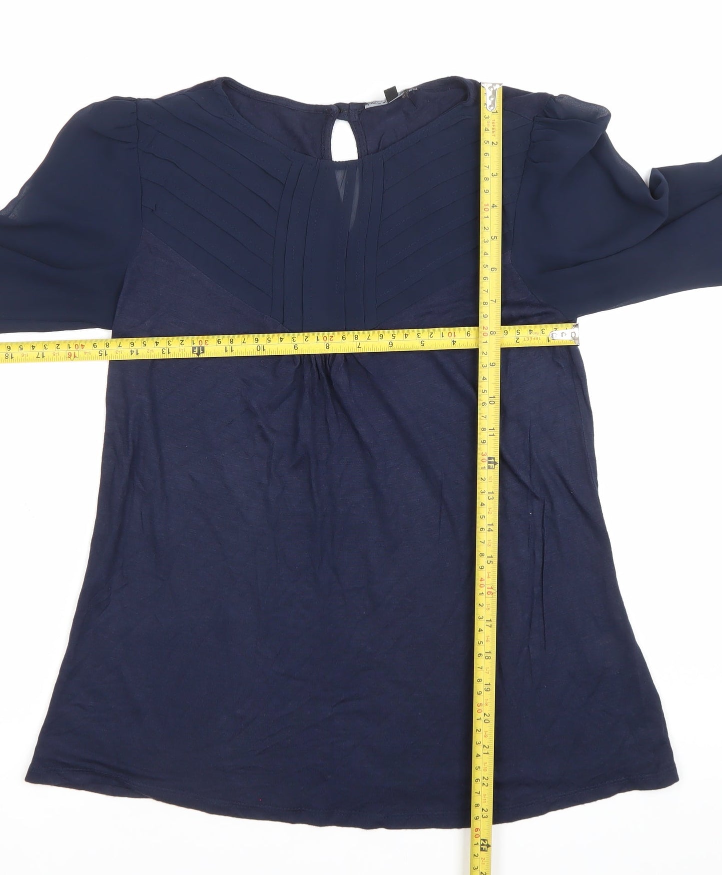Womens UK Size 8 Warehouse Blue Tunic Blouse