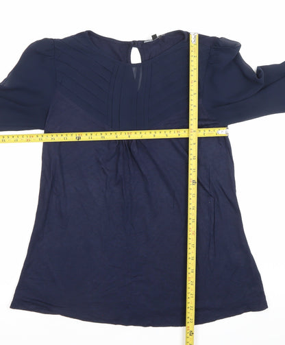 Womens UK Size 8 Warehouse Blue Tunic Blouse