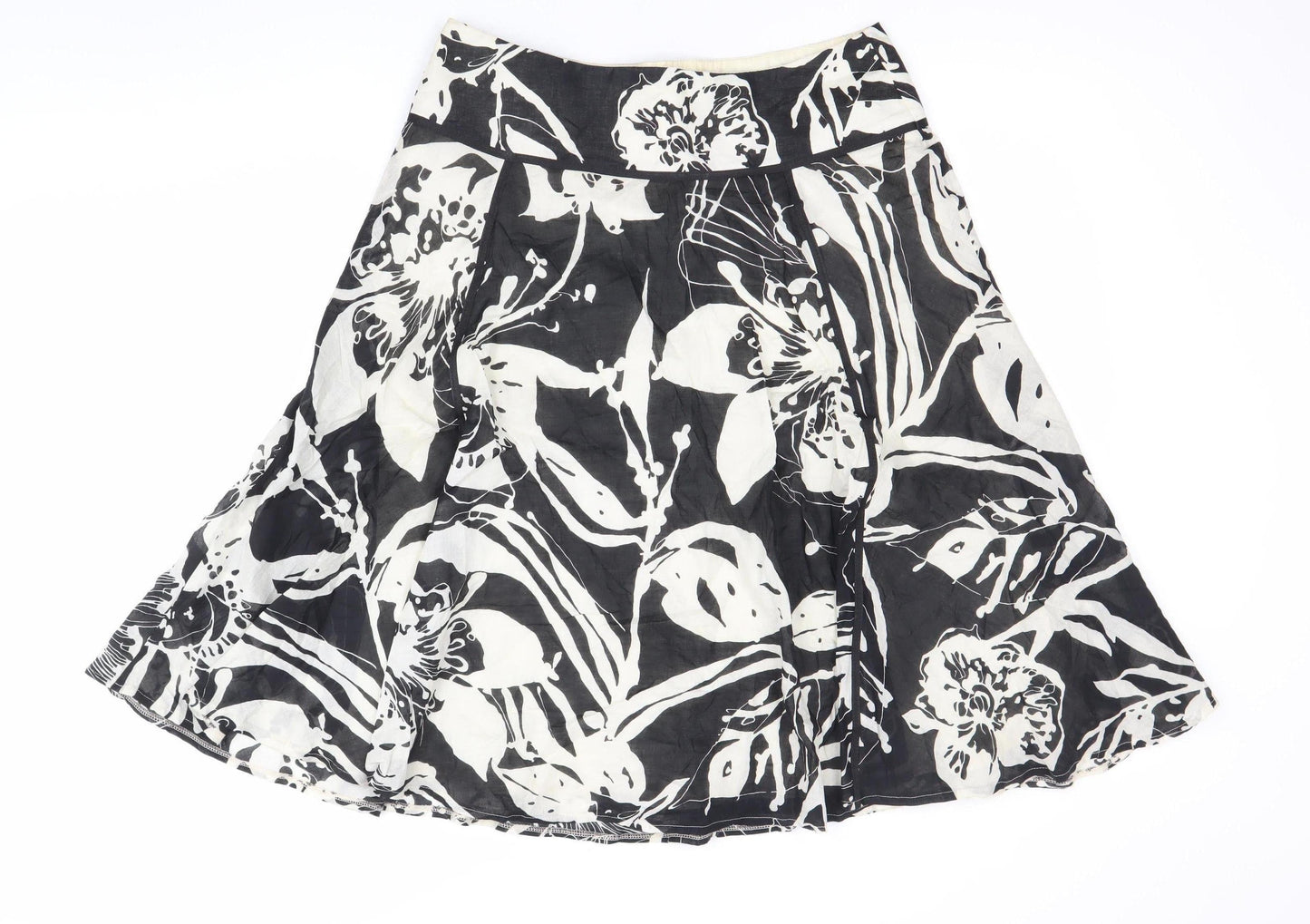 Marks and Spencer Womens Black Floral A-Line Skirt Size 12