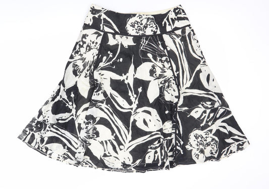 Marks and Spencer Womens Black Floral A-Line Skirt Size 12