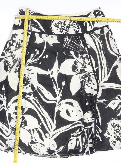 Marks and Spencer Womens Black Floral A-Line Skirt Size 12