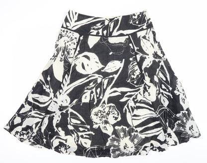 Marks and Spencer Womens Black Floral A-Line Skirt Size 12
