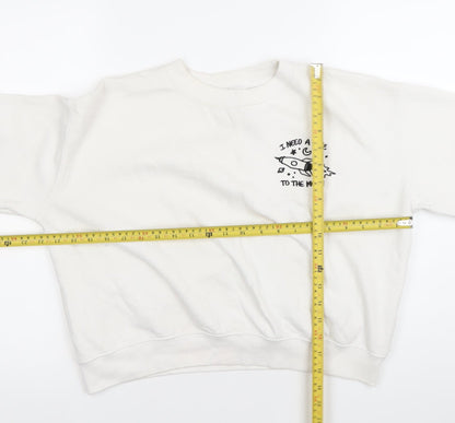 Womens UK Size 10 Pull&Bear White Pullover Sweatshirt
