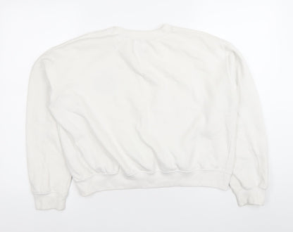 Womens UK Size 10 Pull&Bear White Pullover Sweatshirt