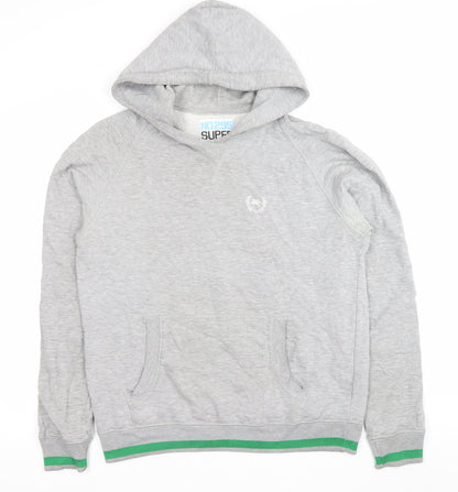 Super Men's Grey Pullover Hoodie Size L with Logo
