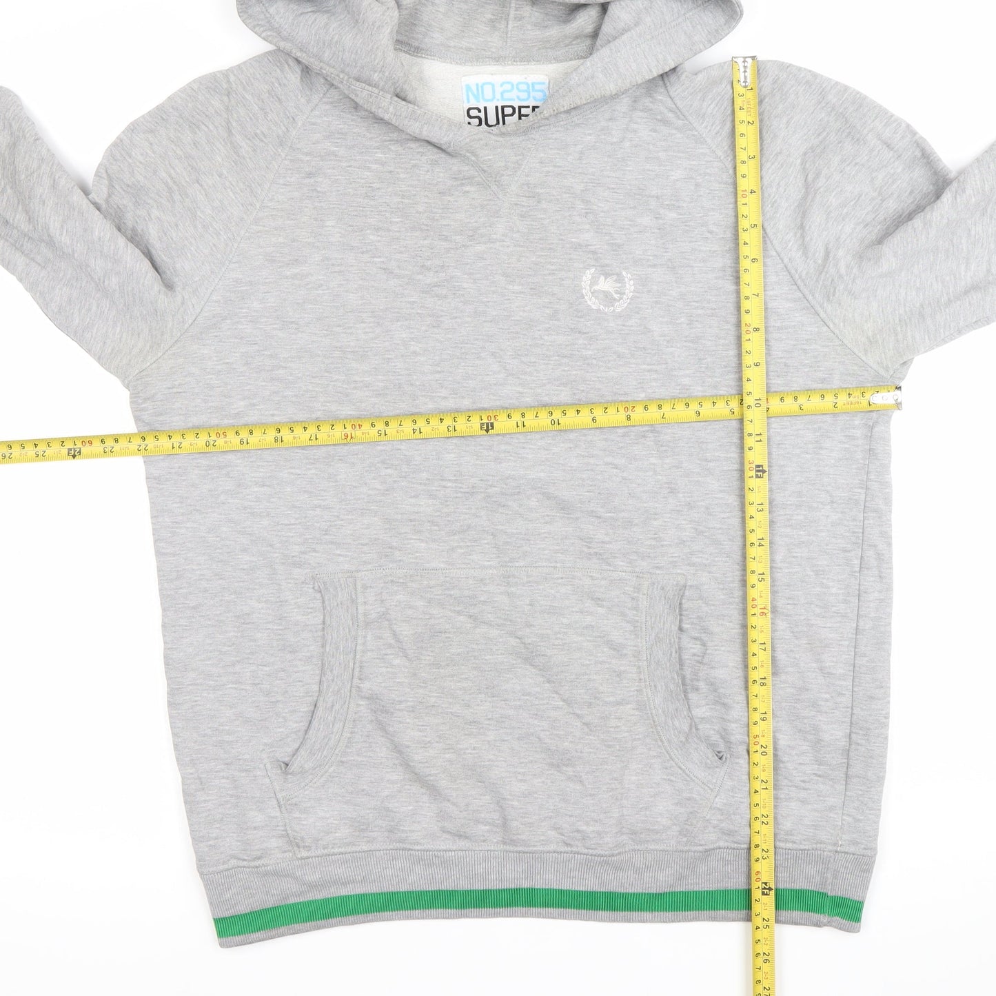 Super Men's Grey Pullover Hoodie Size L with Logo
