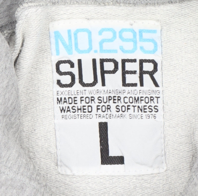 Super Men's Grey Pullover Hoodie Size L with Logo