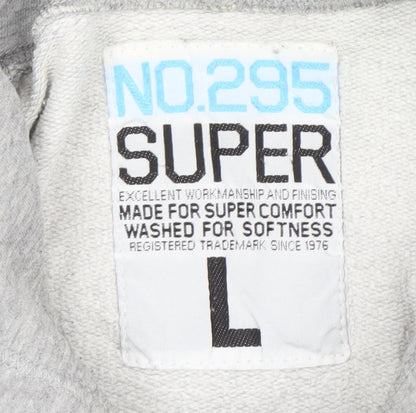 Super Men's Grey Pullover Hoodie Size L with Logo