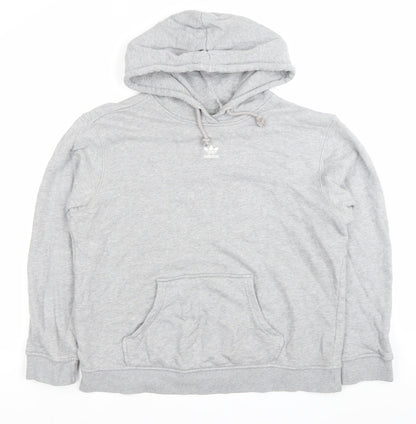 Adidas Womens Grey Pullover Hoodie Size 16 Regular Fit Casual Sportswear