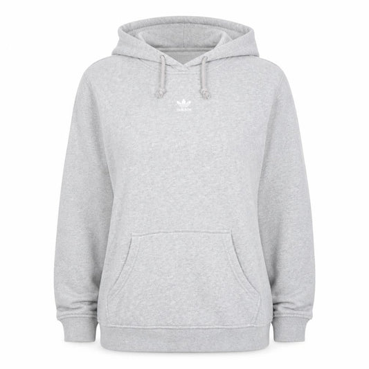 Front view of Adidas women’s grey pullover hoodie, size UK 16, regular fit casual sportswear