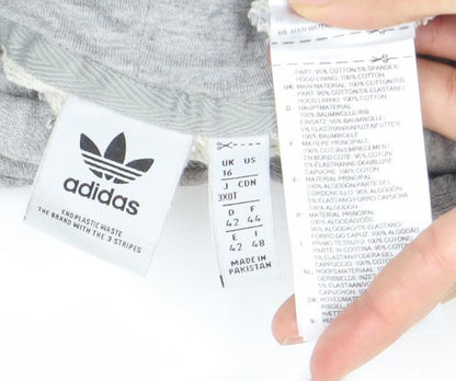 Adidas Womens Grey Pullover Hoodie Size 16 Regular Fit Casual Sportswear