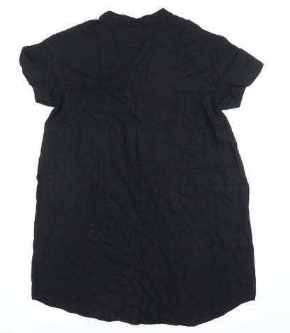 H&M Women’s Black Shift Dress Size S Short Sleeve Collared Viscose