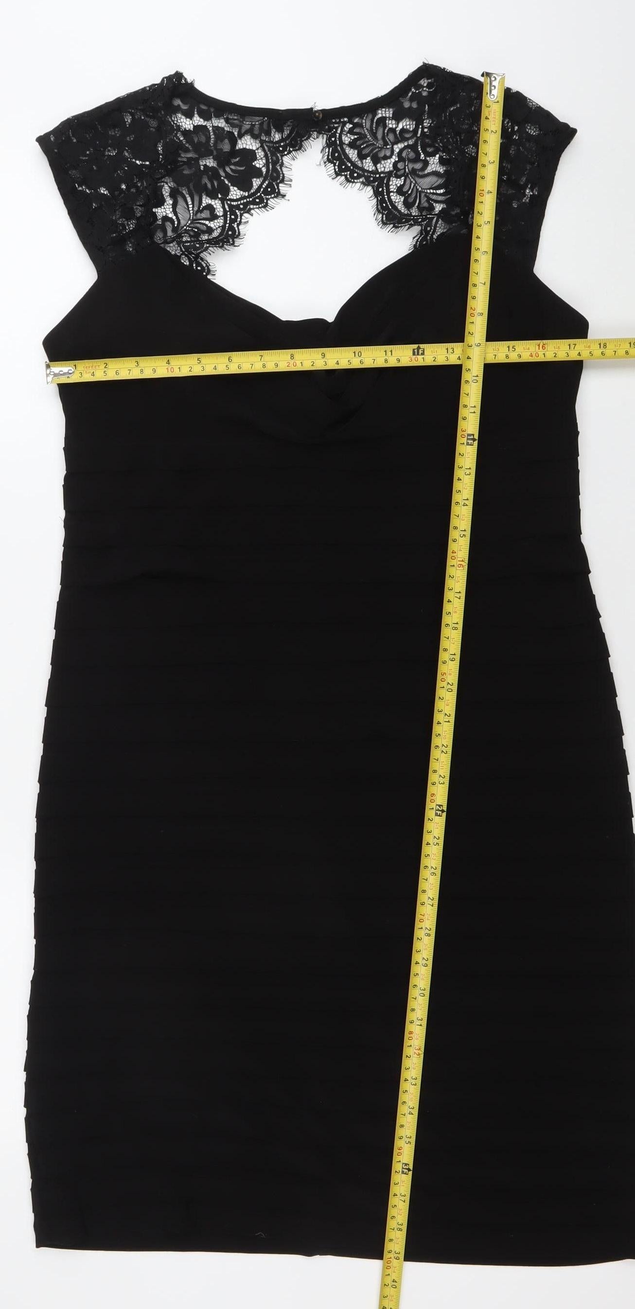 Sophie M Women’s Black Lace Bodycon Knee Length Dress Size 14
