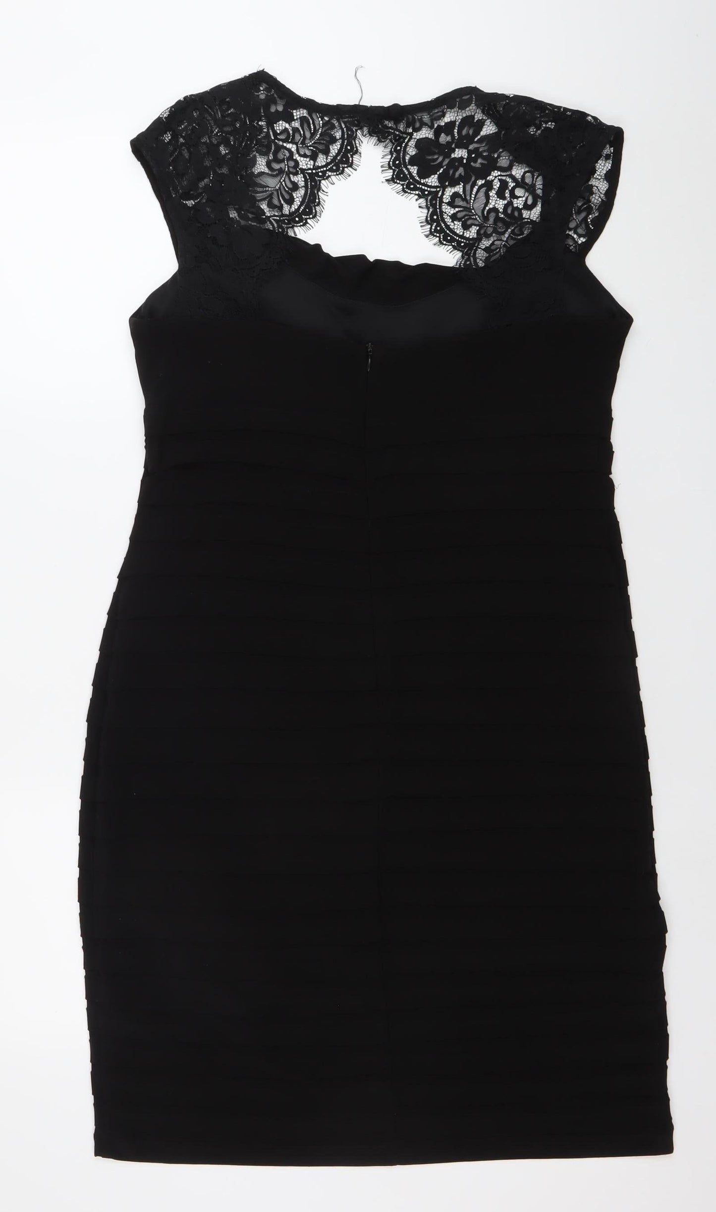 Sophie M Women’s Black Lace Bodycon Knee Length Dress Size 14